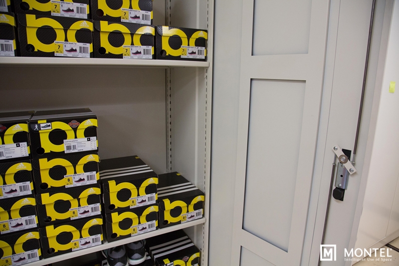 Locking double doors adds even more security to mobile shelving.