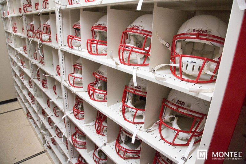 Adjustable helmet bins optimize space and preserve equipment that keeps Badgers safe.