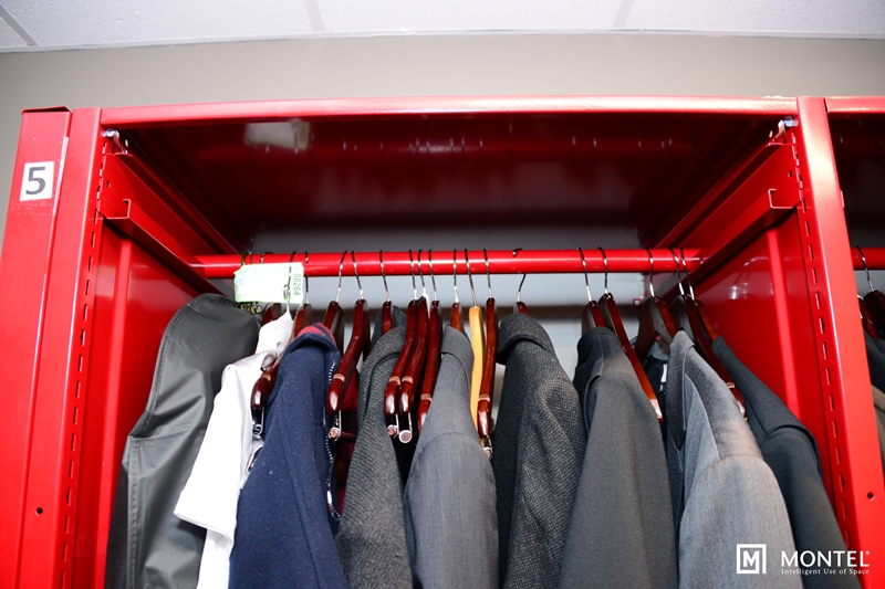 Take off your coat and stay a while with mobile storage with coat rack features.